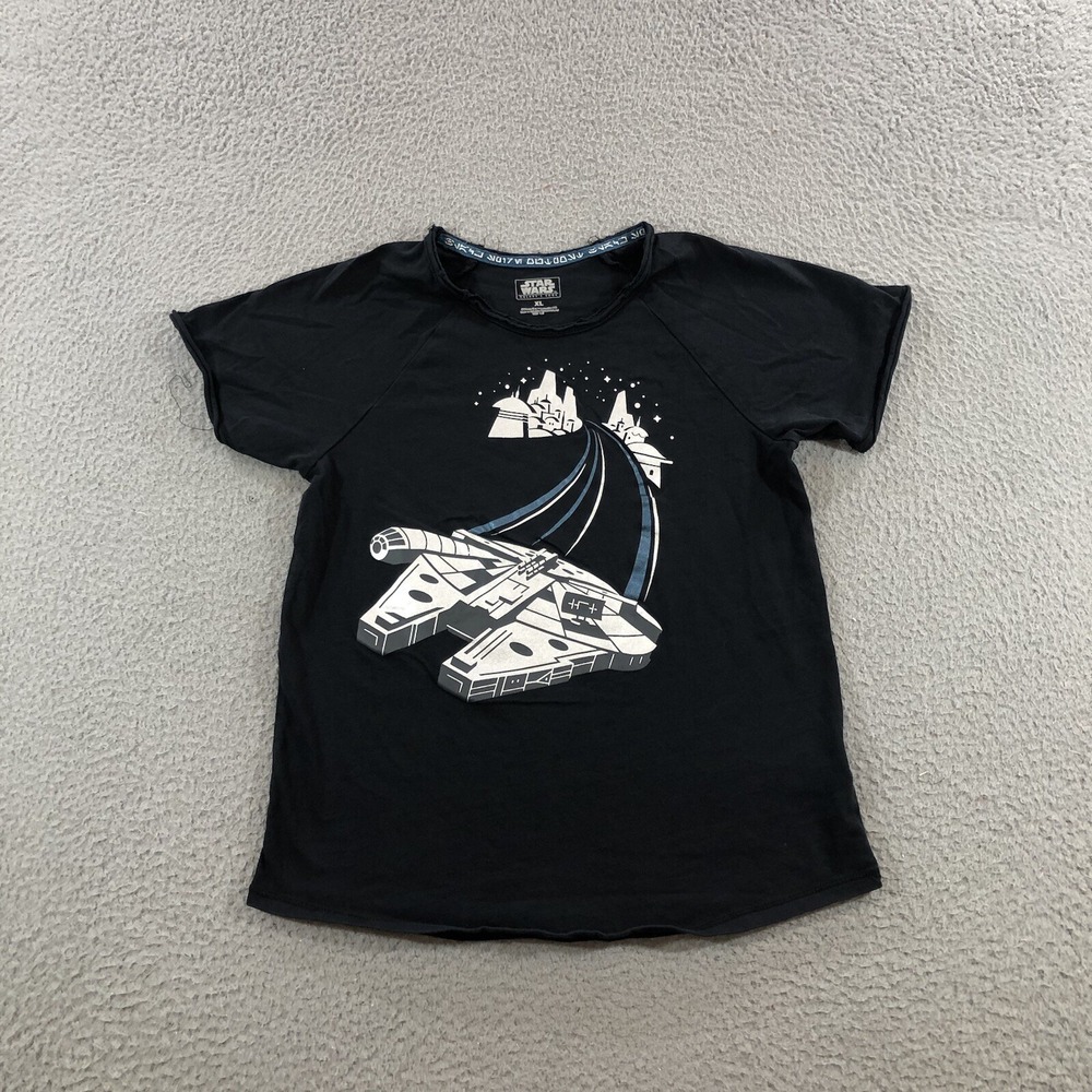 Star Wars T Shirt Kids XL Black Millennium Falcon